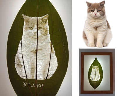 Pet Leaf Carving Art - A unique photo frame of your pet, a beautiful memory of the owner and the pet